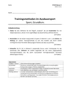 Vorschau - Klassenarbeiten - Klausur: Adaptionsprozesse und Trainingsmethoden im Ausdauersport - Deckblatt
