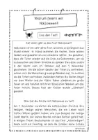 Vorschau - Arbeitsblätter - Warum feiern wir Halloween? Woher kommt das Fest? Lesetext. Sachtext mit Fragen. Sinnerfassendes Lesen, Lesen, Leseförderung, Arbeitsblätter und Stationen Klasse 2,3,4 Deutsch, Ethik, Sachunterricht - Seite 1