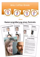 Vorschau - Arbeitsblätter - Rastervergrößerung eines Portraits (Rastermethode / Rastertechnik / Kunst 8.-9. Klasse) - Deckblatt