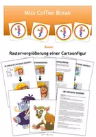 Vorschau - Arbeitsblätter - Rastervergrößerung einer Cartoonfigur (Rastermethode / Rastertechnik / Kunst 6.-7. Klasse) - Deckblatt