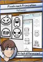Vorschau - Arbeitsblätter - Pixeln nach Primzahlen − Halloween - Deckblatt