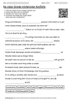 Vorschau - Arbeitsblätter - Lernposter + Arbeitsblatt "Die vielen Gründe militärischer Konflikte" + interaktive Lösung & MP3 + Mindmap - Seite 1