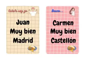 Vorschau - Aufgabenkarten - Tarjetas busca tu pareja nombre, que tal, ciudad - Seite 1