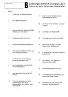 Vorschau - Test - Leistungskontrolle Ordnung der Stoffe - Stoffgruppen (A/B) - Deckblatt