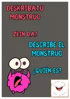 Vista previa - Hojas de trabajo - DESKRIBATU MONSTRUO ZEIN DA - DESCRIBE EL MONSTRUO - Portada