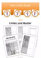 Vorschau - Arbeitsblätter - Linien und Muster / Schraffieren (Kunst 5. Klasse) - Deckblatt