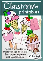 Vorschau - Mal- und Bastelvorlagen - Eis-Karte & Bastelvorlage – Sommer Kunstunterricht Grundschule Klasse 1–4 | Girlande basteln | Kreatives Schreiben Deutsch - Deckblatt
