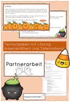 Vorschau - Arbeitsblätter - Textaufgaben gruselige Aufgaben - Halloween - Deckblatt