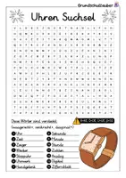 Vorschau - Arbeitsblätter - Uhren Suchsel - Buchstabengitter - Seite 1