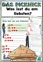 Vorschau - Arbeitsblätter - Übung "Was isst du am liebsten?" Picknick - im Park - gerne, lieber, am liebsten - DaZ / DaF / DaZ - Deckblatt