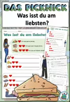 Vorschau - Arbeitsblätter - Übung "Was isst du am liebsten?" Picknick - im Park - gerne, lieber, am liebsten - DaZ / DaF / DaZ - Seite 1