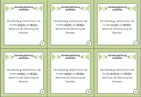 Vorschau - Aufgabenkarten - Lineare Funktionen - Geradengleichung aufstellen (aus 2 Punkten) - Seite 2