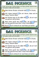 Vorschau - Aufgabenkarten - Kleckskartei / Klecksaufgaben "Das Picknick" Im Park - DaZ / DaF / Deutsch - Seite 3