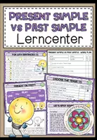 Vorschau - Stationenlernen - PRESENT SIMPLE vs PAST SIMPLE - Lerncenter / Lerntheke - Deckblatt