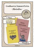 Vorschau - Bildkarten - Feriengruß Sommer Sommerferien Elefantenklasse - Deckblatt