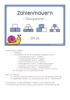 Vorschau - Aufgabenkarten - Zahlenmauern bis 20 - Übungskartei - Seite 1
