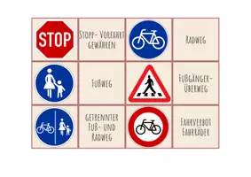 Vorschau - Spiele - Merk es dir!-Spiel Verkehrszeichen Fahrrad und Verkehr, Verkehrserziehung - Seite 1
