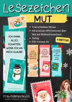 Vorschau - Mal- und Bastelvorlagen - Weihnachten Lesezeichen mit positiven Affirmationen über Mut - Deckblatt