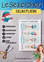 Vorschau - Mal- und Bastelvorlagen - Lesezeichen mit postiven Sprüchen über Selbstliebe Schneemann - Seite 1