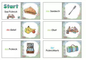Vorschau - Spiele - Domino "Das Picknick" Im Park - mit Arbeitsblatt - DaZ / DaF / Deutsch - Seite 1