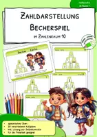 Vorschau - Stationenlernen - Zahldarstellungen 1. Klasse - Spielerisch üben - Becherspiel - Deckblatt