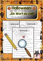 Vorschau - Arbeitsblätter - Halloween: Leseübung - "Ein Wort zu viel" - Deckblatt