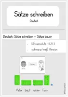 Vorschau - Aufgabenkarten - Materialpaket: Sätze schreiben - Sätze bauen (Version: bunt und schwarz/weiß) - Seite 2