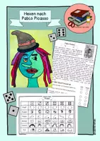 Vorschau - Arbeitsblätter - Kunstidee Halloween; Picasso im Kunstunterricht; Hexe zeichnen - Deckblatt