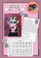 Vorschau - Mal- und Bastelvorlagen - Kunstidee Halloween; Picasso im Kunstunterricht; Vampir zeichnen - Deckblatt