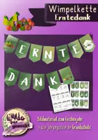 Vorschau - Mal- und Bastelvorlagen - Wimpelkette Erntedank - Bastelbogen Mini-Wimpelkette - bunt und zum Ausmalen - Deckblatt