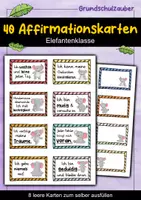 Vorschau - Fördermaterial/Inklusion - 40 Elefanten Affirmationskarten für die Elefantenklasse - Deckblatt