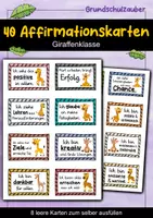 Vorschau - Fördermaterial/Inklusion - 40 Giraffen Affirmationskarten für die Giraffenklasse - Deckblatt