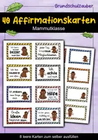 Vorschau - Fördermaterial/Inklusion - 40 Mammut Affirmationskarten für die Mammutklasse - Deckblatt
