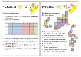 Vorschau - Aufgabenkarten - Pythagoras - Arbeitskarten 1 Basisniveau - mit Lösungen - Deckblatt