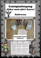 Vorschau - Arbeitsblätter - Lesespaziergang Halloween lesen Klasse 3 und 4 Deutsch - Deckblatt