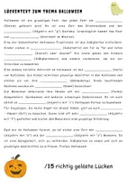 Vorschau - Arbeitsblätter - Suchsel, Lückentext und Malvorlagen "Halloween" - Seite 1