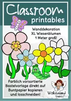 Vorschau - Mal- und Bastelvorlagen - Blumen Wiese XL Bastelvorlage Wanddekoration Kulisse Theater - Deckblatt