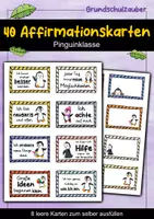 Vorschau - Fördermaterial/Inklusion - 40 Pinguin Affirmationskarten für die Pinguinklasse - Deckblatt
