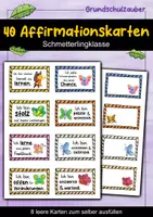 Vorschau - Fördermaterial/Inklusion - 40 Schmetterlinge Affirmationskarten für die Schmetterlingklasse - Deckblatt