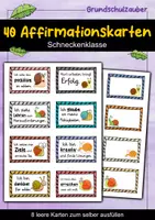 Vorschau - Fördermaterial/Inklusion - 40 Schnecken Affirmationskarten für die Schneckenklasse - Deckblatt