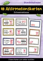 Vorschau - Fördermaterial/Inklusion - 40 Schweine Affirmationskarten für die Schweineklasse - Deckblatt