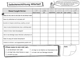 Vorschau - Arbeitsblätter - Selbsteinschätzung mündliche Mitarbeit - Seite 2