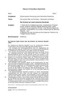 Vorschau - Klassenarbeiten - Klausur Weimarer Republik: Erörterung zum Scheitern der Demokratie - Deckblatt