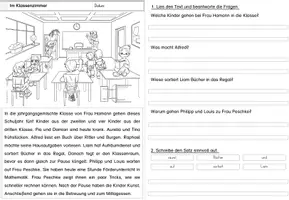 Vorschau - Arbeitsblätter - Leseverständnis zum Wimmelbild "Im Klassenzimmer" (2-fach differenziert) - Seite 3