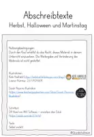 Vorschau - Aufgabenkarten - Abschreibtexte Herbst, Halloween und Martinstag (Deutsch Klasse 2 und 3) - Seite 1