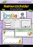 Vorschau - Mal- und Bastelvorlagen - Dinosaurier Namensschilder für die Dinosaurierklasse - 3 Vorlagen - Deckblatt