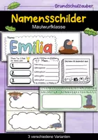 Vorschau - Mal- und Bastelvorlagen - Maulwurf Namensschilder für die Maulwurfklasse - 3 Vorlagen - Deckblatt