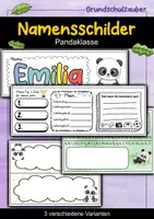 Vorschau - Mal- und Bastelvorlagen - Panda Namensschilder für die Pandaklasse - 3 Vorlagen - Deckblatt