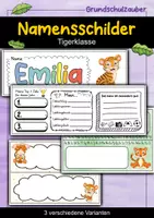 Vorschau - Mal- und Bastelvorlagen - Tiger Namensschilder für die Tigerklasse - 3 Vorlagen - Deckblatt