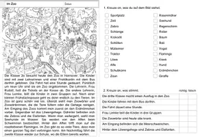 Vorschau - Arbeitsblätter - Leseverständnis zum Wimmelbild "Im Zoo" (2-fach differenziert) - Seite 1